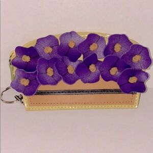 Rolfs Leather Violet Flower Coin/Card Purse